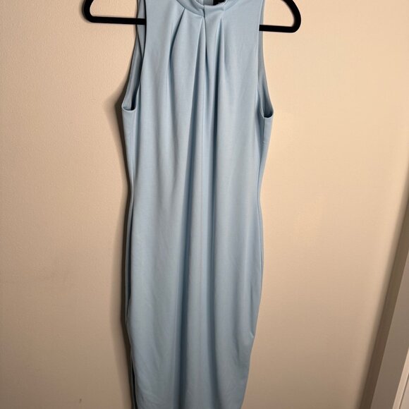 Alexia Admor Women's Large Blue Sleeveless Mock Neck Midi Zip Up Back Dress - Picture 1 of 7